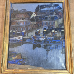 Toon Kelder ( 1894-1973 ) Stadsgezicht Met Boten